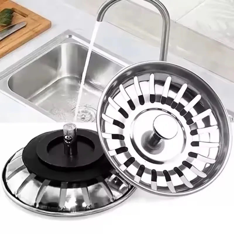 Commercial Kitchen Bin - Edelstahl-Spülbeckensieb, Küchenabflussfilter, Wasserstopper, Badezimmer-Waschbecken-Zubehör